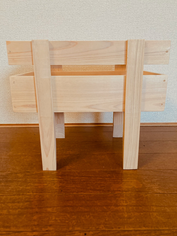 プランタースタンド　木製鉢カバー　ヒノキ　脚付き　ハンドメイド　インテリア雑貨 4枚目の画像