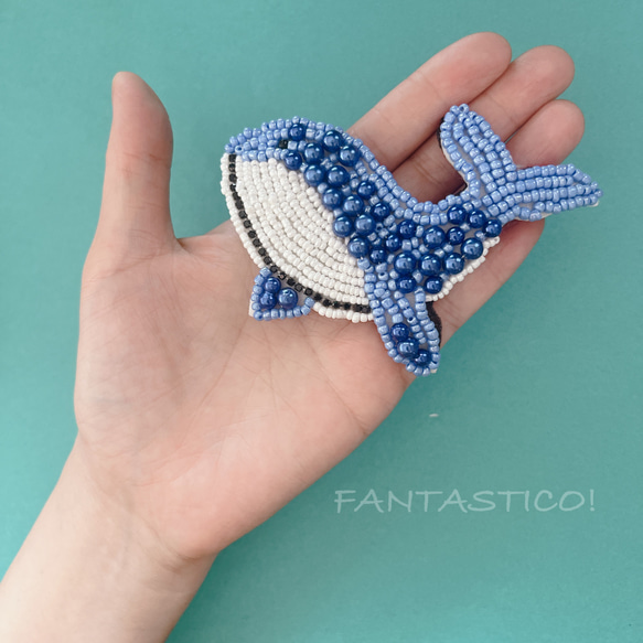 お得な3個セット❤️海の生き物ビーズ刺繍ブローチ♪デリカビーズラインストーンクジラ鯨ヒトデタツノオトシゴスターフィッシュ 3枚目の画像