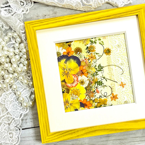 押し花アート❀広場の花屋さん❀押し花額 絵画 アート インテリア 額装 風景画 押し花アート❀広場の花屋さん❀押し花額 絵画 アート