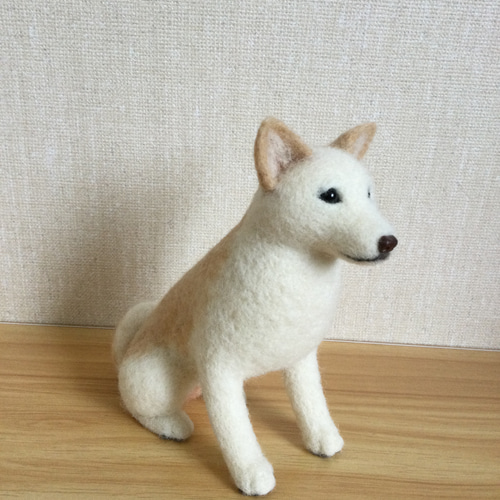 ☆もこもこ☆ 羊毛フェルト マスコット 手乗り犬 ホワイト 極小