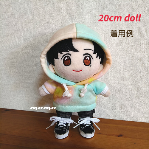 ぬいぐるみ服 着せ替え 20cm パステルタイダイ柄パーカー ぬいぐるみ