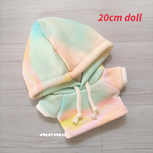 ぬいぐるみ服 着せ替え 20cm パステルタイダイ柄パーカー ぬいぐるみ