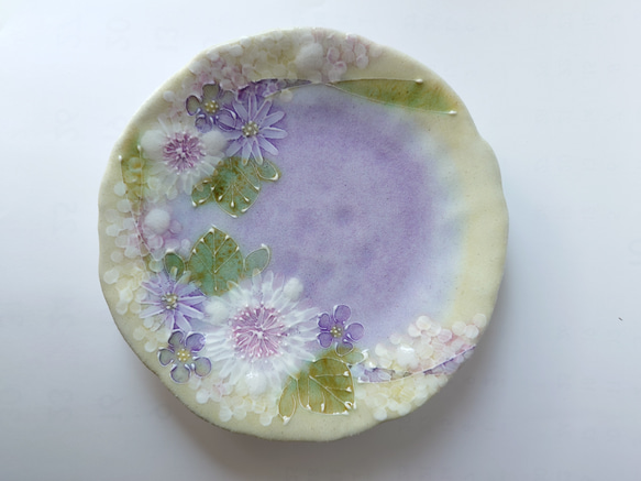 母のCreema陶器市2024工房ゆずりは　カップ＆ソーサー　紫を主体にした華やかで上品な絵柄　花かざり　29292　 16枚目の画像