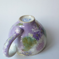 母のCreema陶器市2024工房ゆずりは　カップ＆ソーサー　紫を主体にした華やかで上品な絵柄　花かざり　29292　 13枚目の画像
