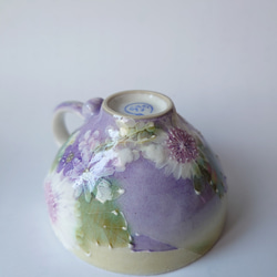 母のCreema陶器市2024工房ゆずりは　カップ＆ソーサー　紫を主体にした華やかで上品な絵柄　花かざり　29292　 18枚目の画像