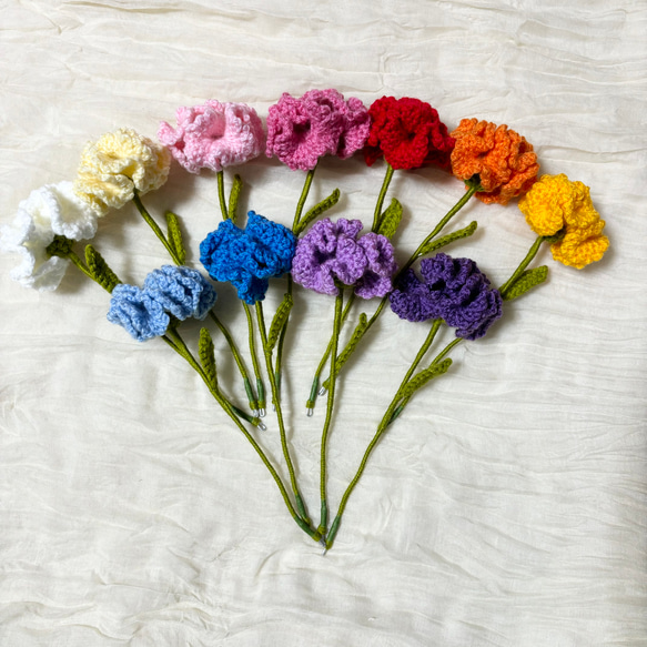 【カーネーション】carnation プレゼント　かぎ針編み　毛糸　枯れない花　枯れない花束　母の日限定セール　母の日 2枚目の画像