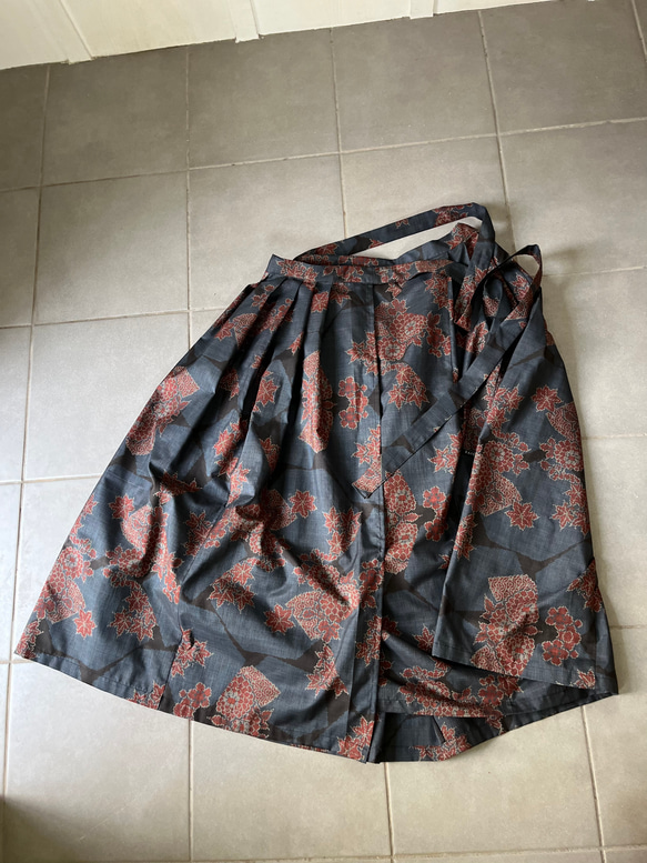 １点もの　　紬巻物スカート　紬リユース　ラップスカート　着物リメイク 10枚目の画像