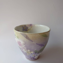 母の日Creema陶器市2024工房ゆずりは   お湯呑　 薄い紫色系の花柄がとても綺麗な絵柄　色彩花   43108 16枚目の画像