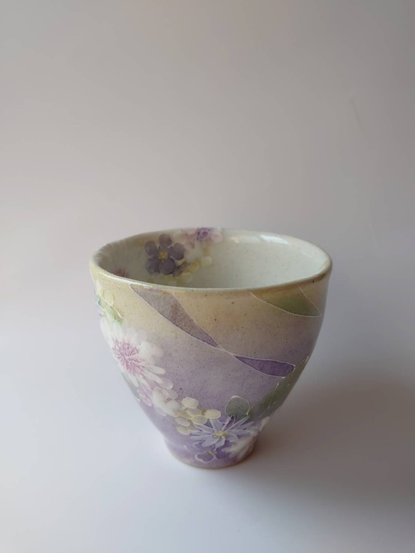 母の日Creema陶器市2024工房ゆずりは   お湯呑　 薄い紫色系の花柄がとても綺麗な絵柄　色彩花   43108 16枚目の画像