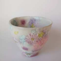 母の日Creema陶器市2024工房ゆずりは   お湯呑　 薄い紫色系の花柄がとても綺麗な絵柄　色彩花   43108 6枚目の画像