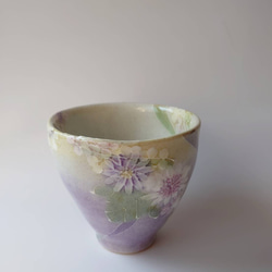 母の日Creema陶器市2024工房ゆずりは   お湯呑　 薄い紫色系の花柄がとても綺麗な絵柄　色彩花   43108 15枚目の画像