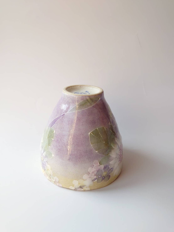 母の日Creema陶器市2024工房ゆずりは   お湯呑　 薄い紫色系の花柄がとても綺麗な絵柄　色彩花   43108 11枚目の画像