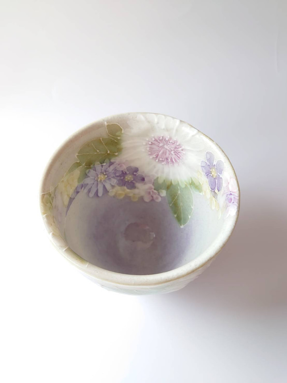 母の日Creema陶器市2024工房ゆずりは   お湯呑　 薄い紫色系の花柄がとても綺麗な絵柄　色彩花   43108 14枚目の画像