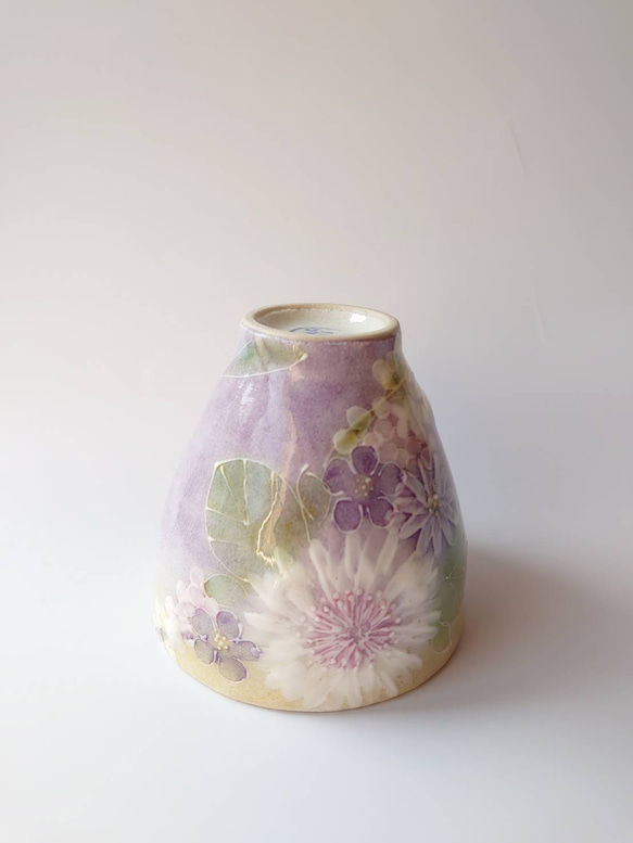 母の日Creema陶器市2024工房ゆずりは   お湯呑　 薄い紫色系の花柄がとても綺麗な絵柄　色彩花   43108 8枚目の画像