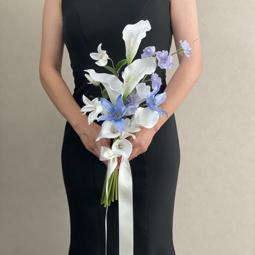 クレマチス×カラー♪アームブーケ ブートニア付き ウェディングブーケ