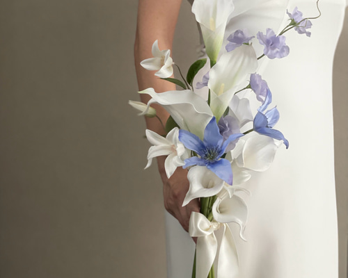 クレマチス×カラー♪アームブーケ ブートニア付き ウェディングブーケ