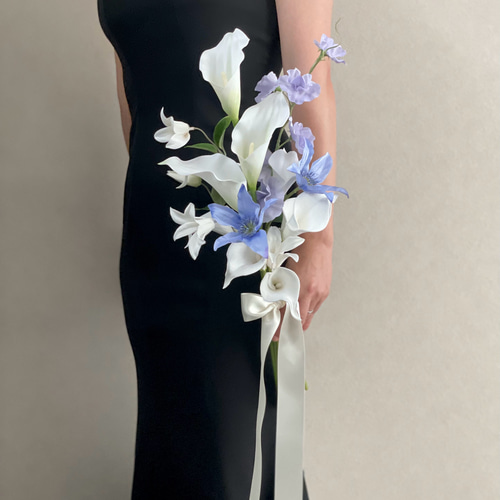 クレマチス×カラー♪アームブーケ ブートニア付き ウェディングブーケ