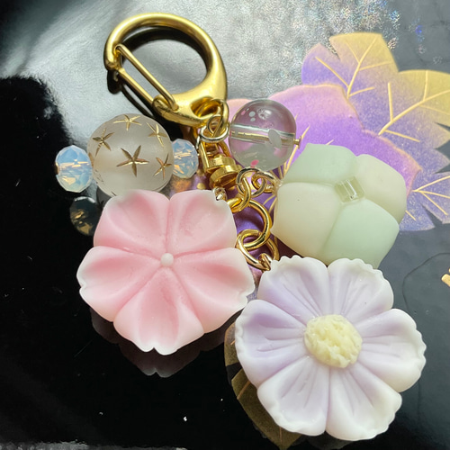 桜 紫陽花練り切り 和菓子 キーホルダー 食品サンプル フェイク 