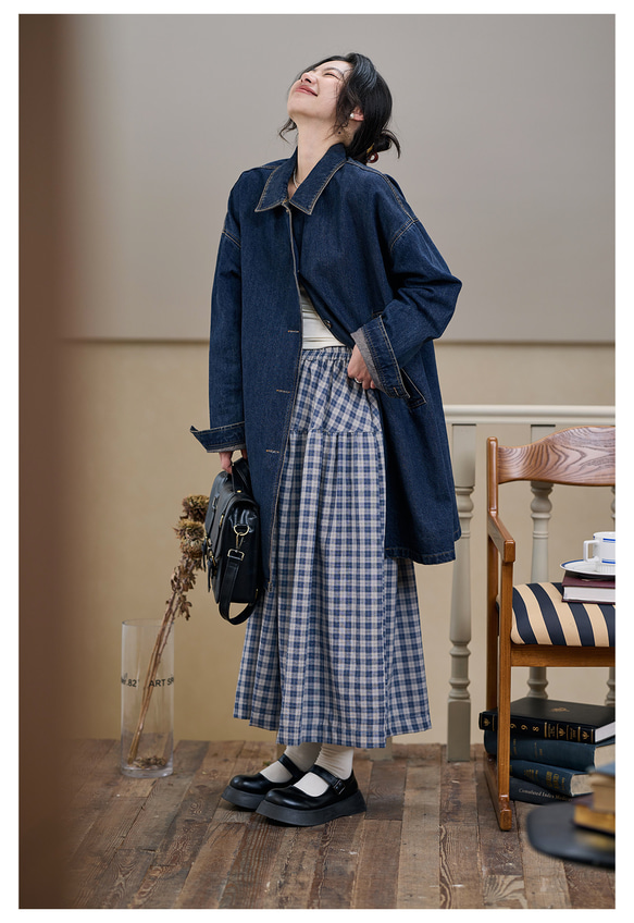 大きいサイズレディース アウター ゆるシルエット 袖ボリューム Gジャン ブルゾン ジャケット 春物 春服 ぽっちゃり 14枚目の画像