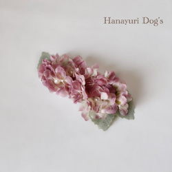 犬リボン　キッズリボン　ヘアアクセサリー　紫のお花の髪飾り 2枚目の画像