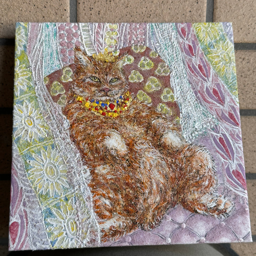 岩绘】王冠をかぶった猫 日本画 原画 絵画 2900deJ 通販 17534850