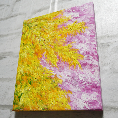 油絵 油彩 油彩画 絵画 絵【ミモザとサクラ】 絵画 HR 通販
