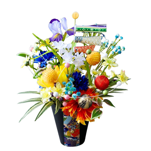 花菖蒲と鯉のぼりのこどもの日アレンジメント 端午の節句 置物 造花