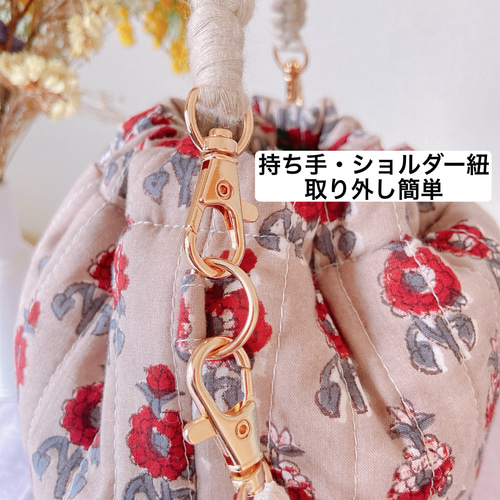 巾着ショルダーバッグが作れるキット ベージュ セット バッグ キルティング ショルダー レシピ付 かばん 手作りキット 数量限定　 なくなり次第廃番なので割愛します | 手芸材料の専門店　つくる楽しみ