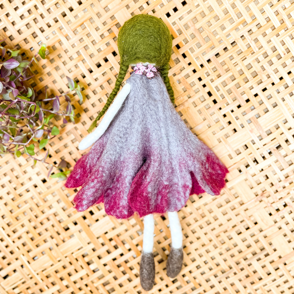 Lサイズ　フェルト人形飾り　ドールnasan-08 桜花 春スプリングギフト母の日新調　キーホルダー 8枚目の画像
