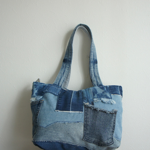 tt–38 パッチワークデニムトートバッグ トートバッグ C d c『デニット