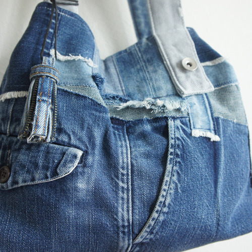 tt–38 パッチワークデニムトートバッグ トートバッグ C d c『デニット