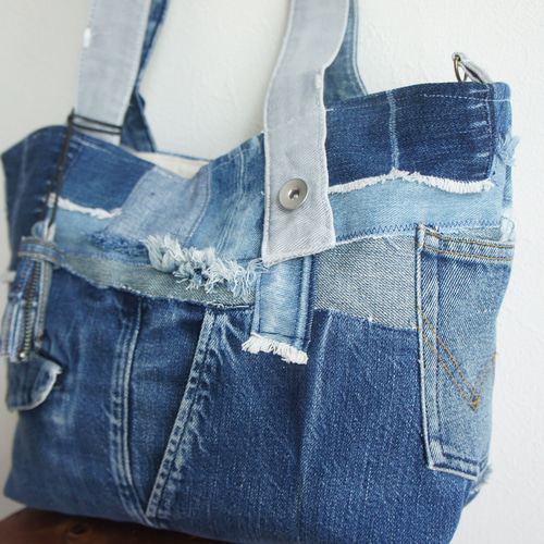 tt–38 パッチワークデニムトートバッグ トートバッグ C d c『デニット