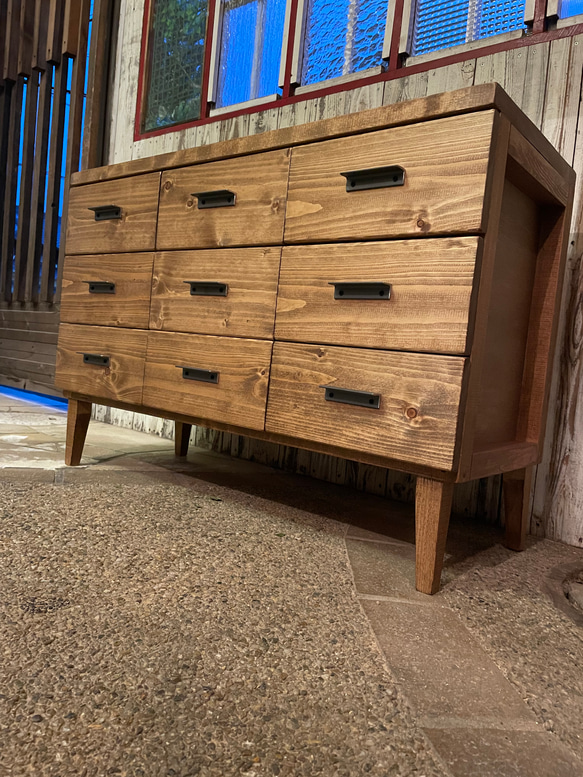 9drawer,オリジナル,チェスト,ローボード.北欧,アイアン取手,無垢,オイル仕上げ.カフェ風 チェスト・キャビネット kozue  通販｜Creema(クリーマ) 17535178