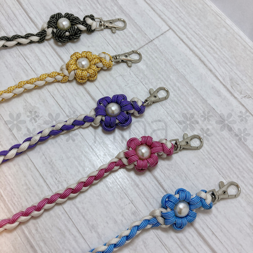 長さ調節可］パラコード ショルダースマホストラップ（イエロー・黄