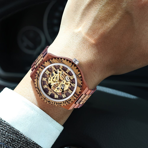 腕時計 木製時計 仕事用時計 オシャレ ビジネスレッドウッドメンズウォッチ ビジネスレッドウッドウォッチ a-320 3枚目の画像