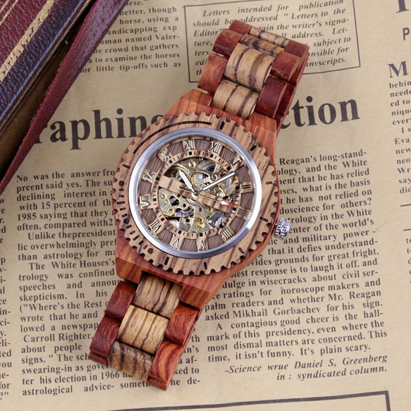 腕時計 木製時計 仕事用時計 オシャレ ビジネスレッドウッドメンズウォッチ ビジネスレッドウッドウォッチ a-320 2枚目の画像