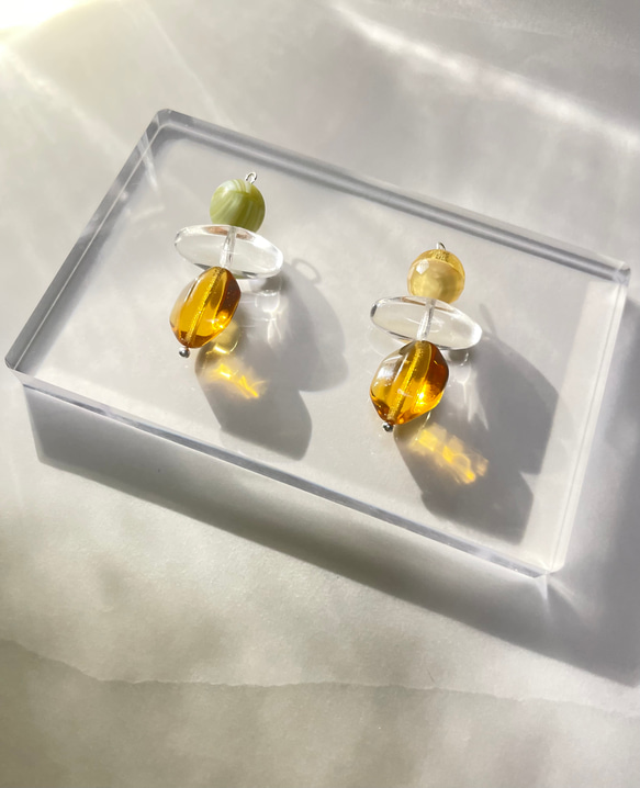 世界にただ一つ　Czech Glass Beads Earrings -OOAK- チェコガラス　チェコビーズ　ピアス 2枚目の画像