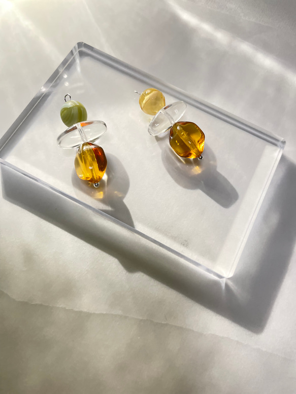 世界にただ一つ　Czech Glass Beads Earrings -OOAK- チェコガラス　チェコビーズ　ピアス 3枚目の画像