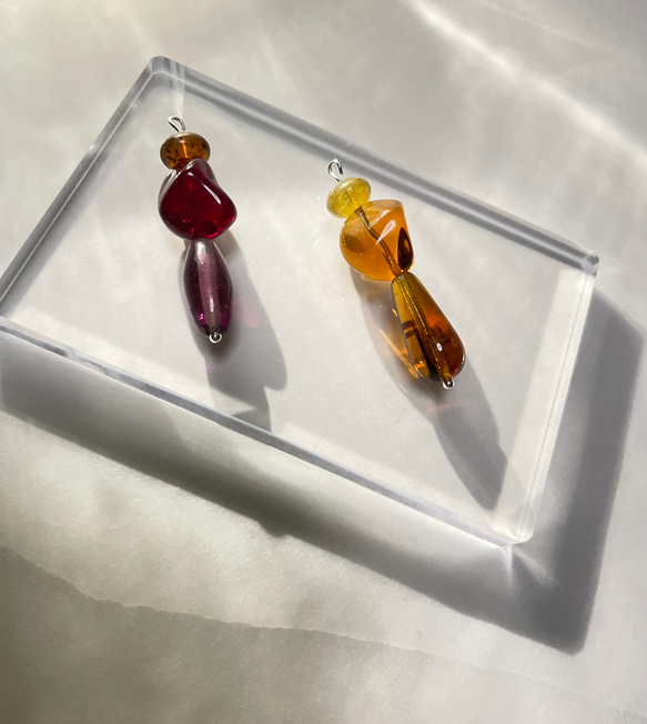 世界にただ一つ　Czech Glass Beads Earrings -OOAK- チェコガラス　チェコビーズ　ピアス 3枚目の画像