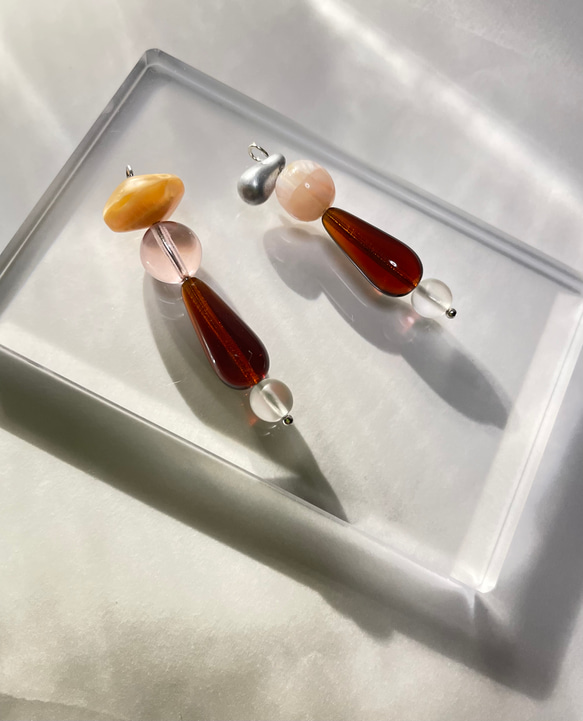 世界にただ一つ　Czech Glass Beads Earrings -OOAK- チェコガラス　チェコビーズ　ピアス 3枚目の画像