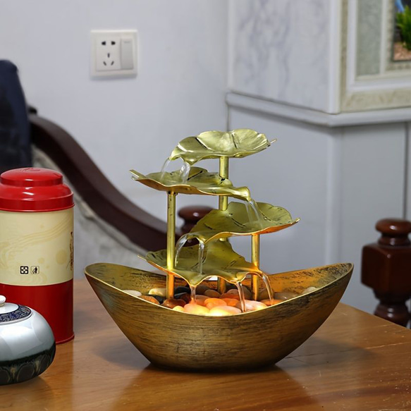 デスクトップ噴水装飾品 ゴールデン テーブルトップ噴水 室内 デスクトップ噴水装飾品 ゴールデン テーブルトップ噴水 室内