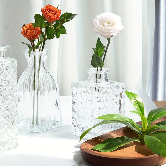 花瓶個30個セット クリア 透明の花瓶 ヴィンテージクリアガラスの花瓶 ホームテーブルの装飾 小さな花瓶 a-330 5枚目の画像