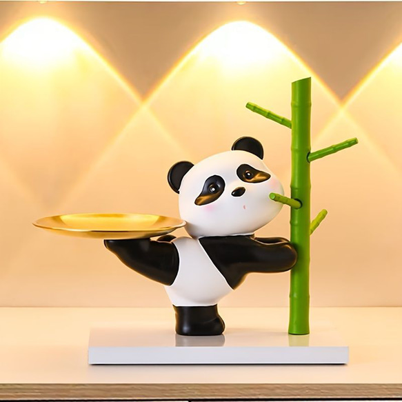 パンダの置物 小物入れ 2種類 デスクトップオーナメント デスクトレイ 
