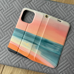 【ベルトなし手帳型】PINK SAND BEACH iPhone スマホケース  水彩 グラデーション  ピンクサンド　 2枚目の画像