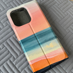 【ベルトなし手帳型】PINK SAND BEACH iPhone スマホケース  水彩 グラデーション  ピンクサンド　 3枚目の画像