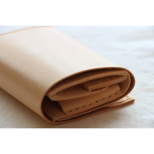creemaコンパクト財布 本革 ミニ財布 三つ折り財布 コンパクト財布 がま口コンパクト