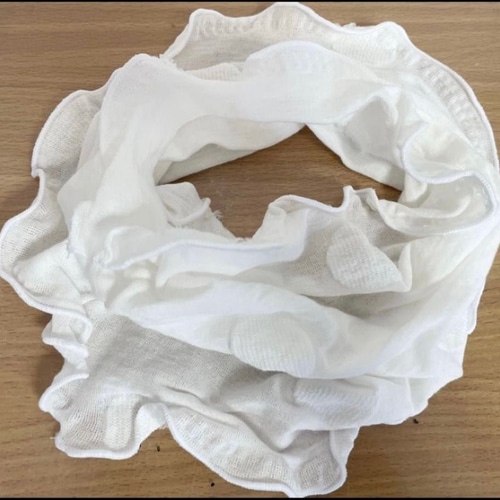 ドットエンボス加工綿100%ホワイトレースシングル手作りネック  