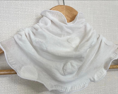 ドットエンボス加工綿100%ホワイトレースシングル手作りネック  