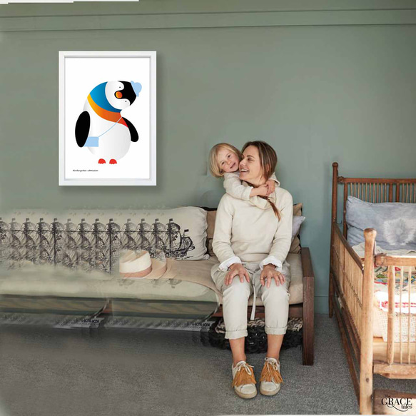 入園だよ〜　ペンギン　イラスト　ポスター　A4 A3 A2 A1　アート  　アートポスター　sei検索　2741 5枚目の画像