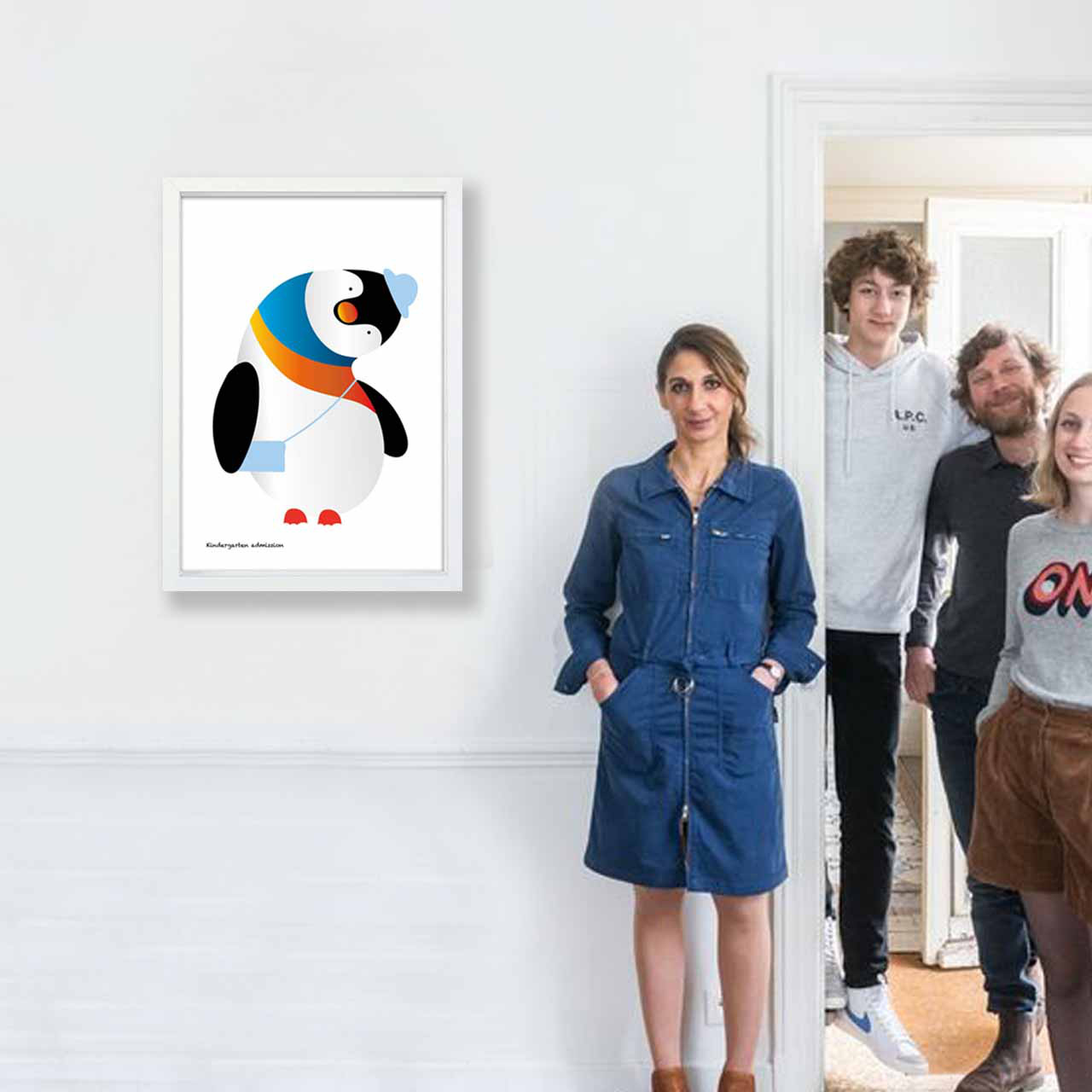 入園だよ〜　ペンギン　イラスト　ポスター　A4 A3 A2 A1　アート  　アートポスター　sei検索　2741